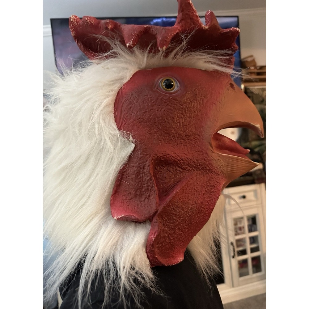 Rooster Chicken Head Mask Costume Mask Only. Rubber Realistic - Picture 3 of 4